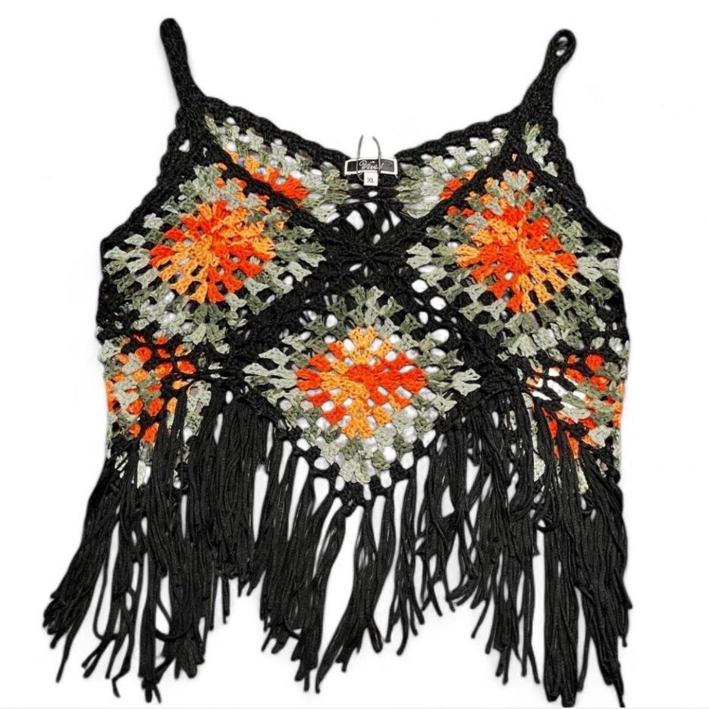 Vivid Crocheted Crop Tank, XL